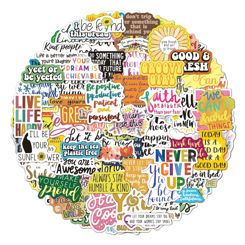 200 Pcs Inspirational  Inspire Vinyl Sticker for Laptop Water Bottles Skateboard DIY Decals Waterproof Motivational Sticker