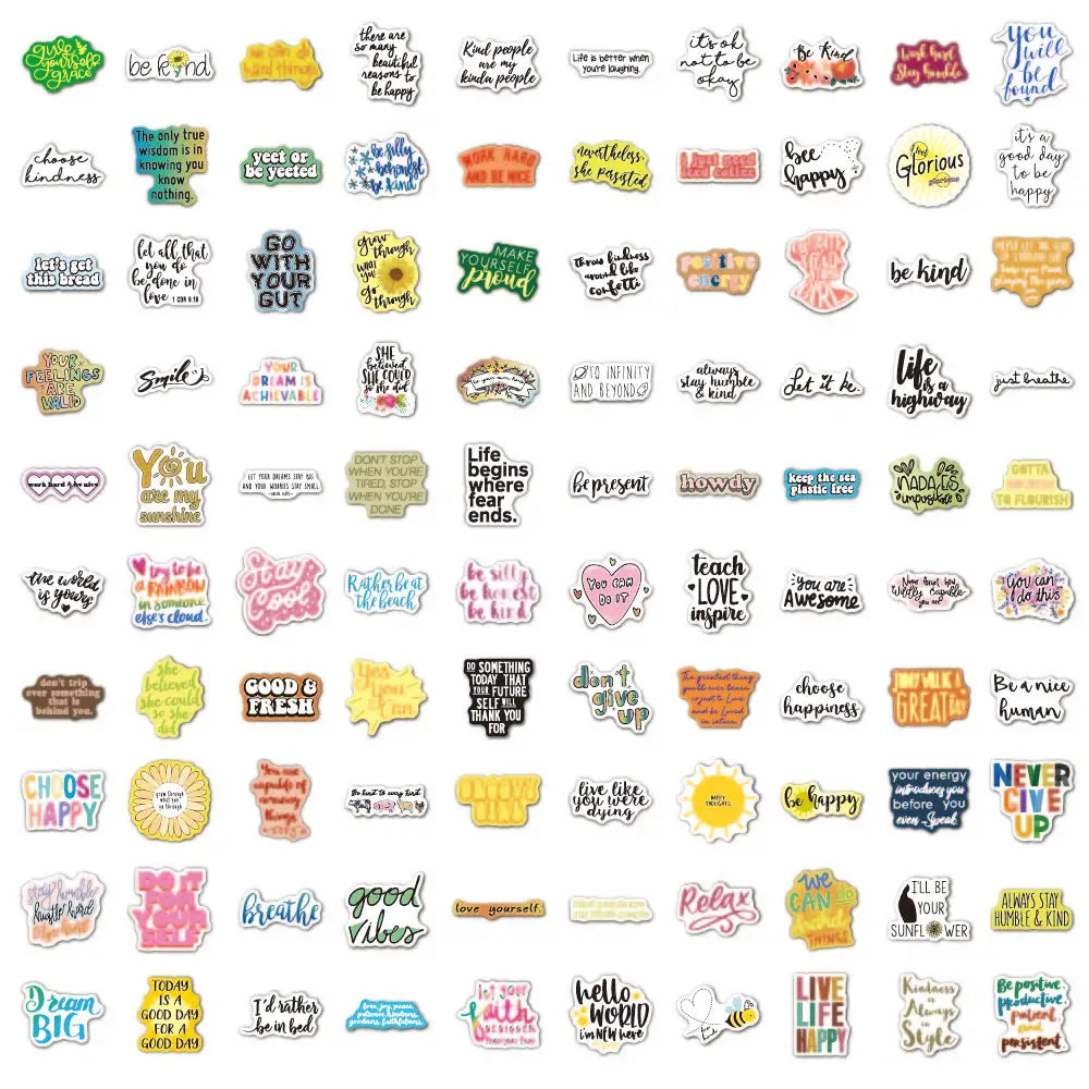 200 Pcs Inspirational  Inspire Vinyl Sticker for Laptop Water Bottles Skateboard DIY Decals Waterproof Motivational Sticker