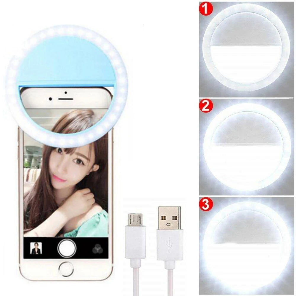 2026 Hot Sell Drop Shipping Portable Rechargeable USB Camera Clip Photography Video Mobile Phone LED Ring Selfie Light