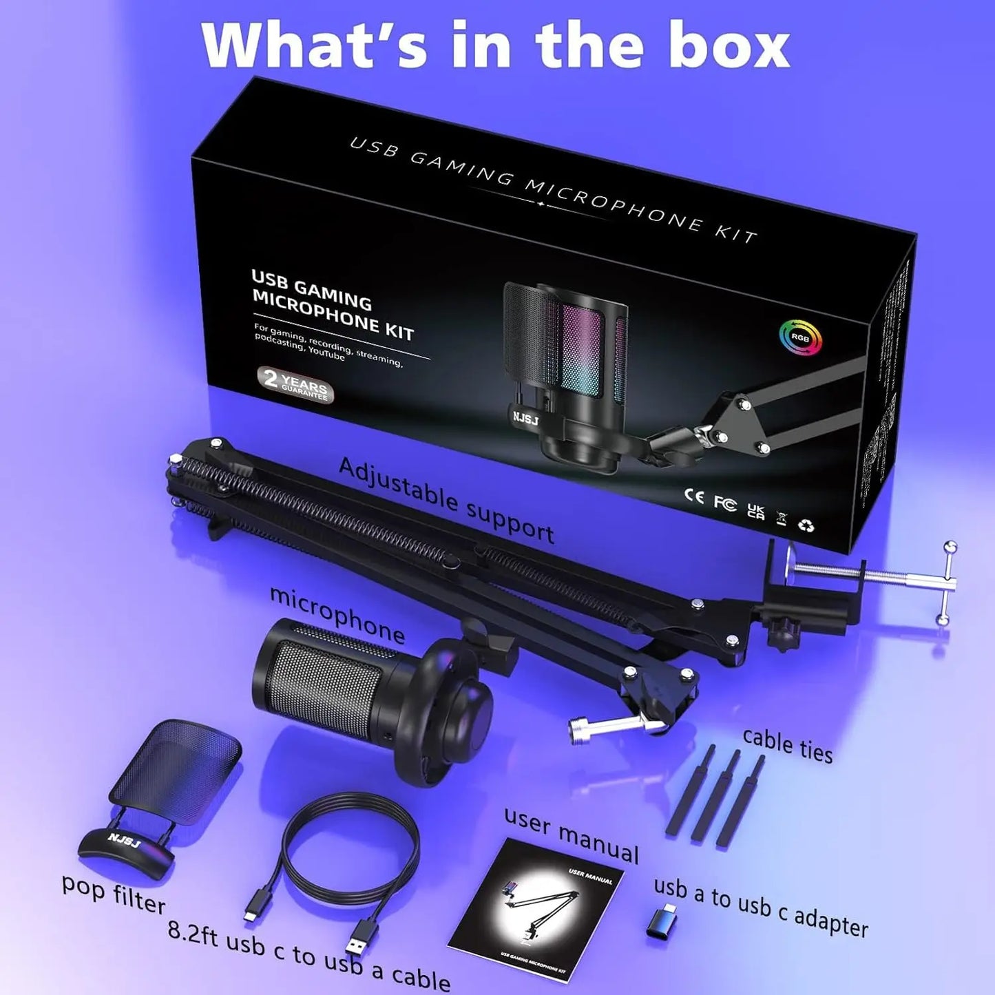 Brand New Cheap Cardioid RGB USB Gaming Microphone With Desktop Arm Stand Kit for PC Computer Recording Podcast